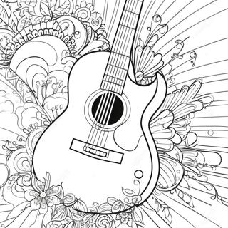 Farverig Guitar Farvelægningsside | Instrument malebog