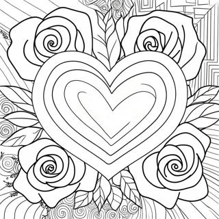 Elegant Hjerte Rose Buket Malebog | Hjerte Rose malebog
