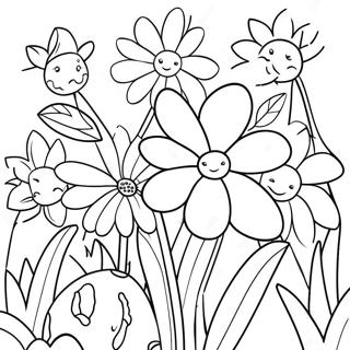 Farverig Blomsterhave Maleblad | Havearbejde malebog