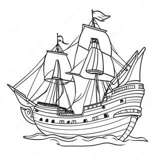Mayflower Skib Farvelægningsside | Majblomst malebog