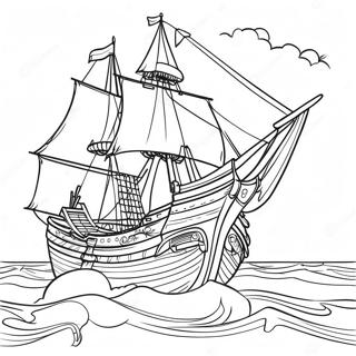 Historisk Mayflower Rejse Farvelægningsside | Majblomst malebog