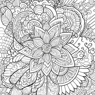 Detaljeret Blomster Mandala Farvelægningsside | Hård Blomst malebog