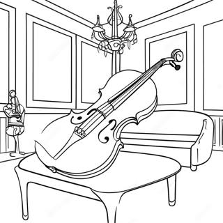 Elegant Violin i et Musikrum Farvelægningsside | Violin malebog