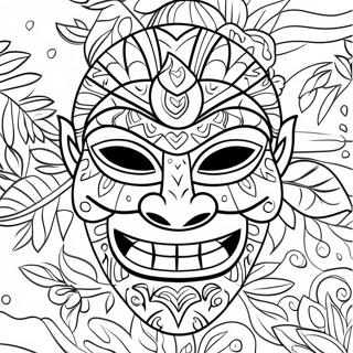 Tropisk Tiki Maske Farvelægningsside | Tiki malebog