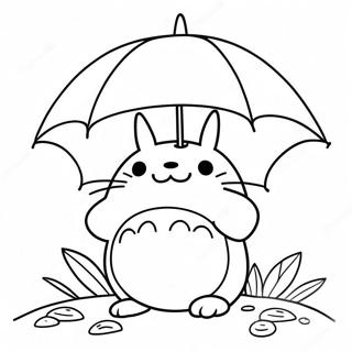 Sød Totoro med Paraply Malebog | Totoro malebog