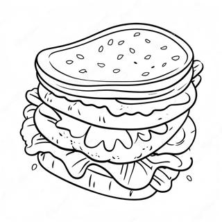 Lækkert sandwich farvelægningsside | Frokost malebog