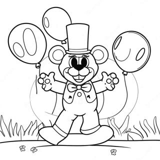 Funtime Freddy med Balloner Farvelægningsside | Funtime Freddy malebog
