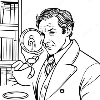 Sherlock Holmes med forstørrelsesglas farvelægningssider | Sherlock Holmes malebog