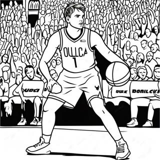 Luka Doncic Dribblende Basketball Farvelægningsside | Luka Doncic malebog