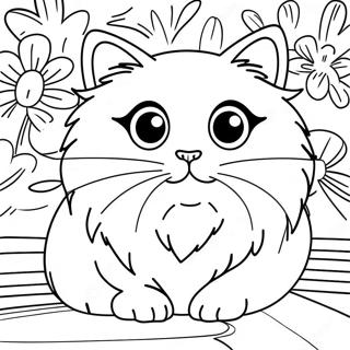 Fluffy Ragdoll Kat med Blå Øjne Malebog | Ragdoll Kat malebog