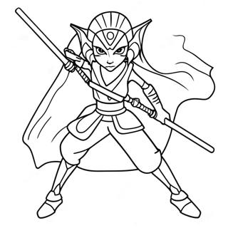 Ahsoka i lyssværd duel farvelægningsside | Ahsoka malebog