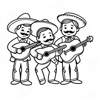 Farverig Mariachi Band Spiller Instrumenter Farvelægningsside | Mariachi malebog