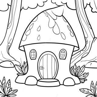 Gnomes Hus i en Magisk Skov Farvelægningsside | Gnomes Hus malebog