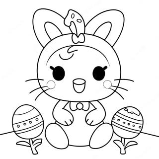 Hello Kitty påskehare farvelægningsside | Hello Kitty Påske malebog