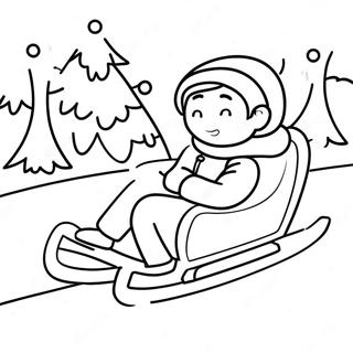 Sledding sjov i sneen farvelægningsside | Kælken malebog
