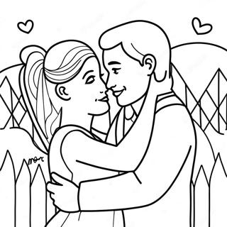 Romantisk forlovelsesscene farvelægningsside | Forlovelse malebog