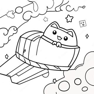Farvelægningsside til Nyan Cat Flyvende Gennem Rummet | Nyan Kat malebog