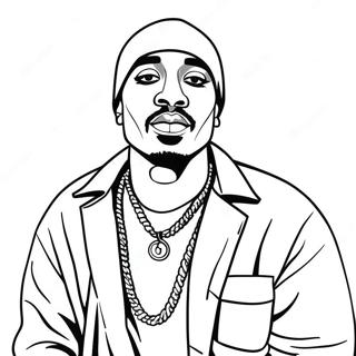 Tupac i et stilfuldt outfit farvelægningsside | Tupac malebog