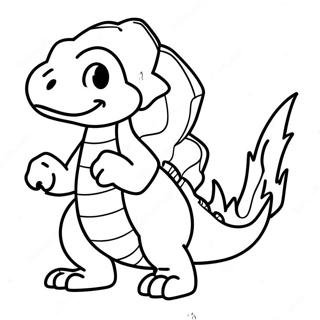 Charmeleon der Puster Ild Farvelægningsside | Charmeleon malebog