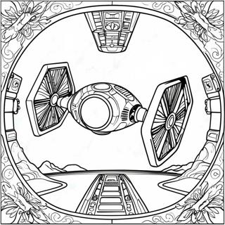 Detaljeret Tie Fighter Rumkamp Farvelægningsside | Tie Fighter malebog