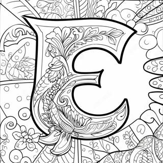 Brev E farvelægningsside | Brev E malebog