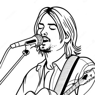 Kurt Cobain Syngende Farvelægningsside | Nirvana malebog
