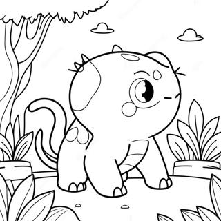 Sød Bulbasaur i en have farvelægningsside | Bulbasaur malebog