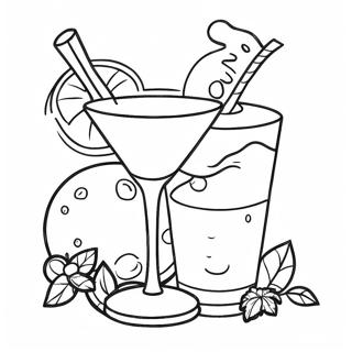 Farverige cocktails farvelægningsside | Alkohol malebog