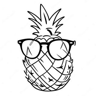 Sød ananas med solbriller farvelægningsside | Ananas malebog