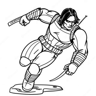 Vinter soldat action pose farvelægningsside | Vinter Soldat malebog