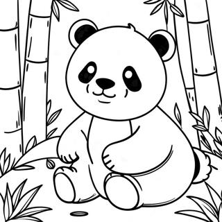 Sød Panda Blandt Bambus Farvelægningsside | Bambus malebog