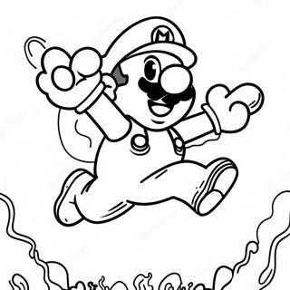 Fire Mario, der hopper over fjender, farvelægningsside | Fire Mario malebog