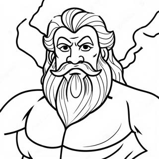 Mægtige Zeus med lynfarvelægningsside | Zeus malebog