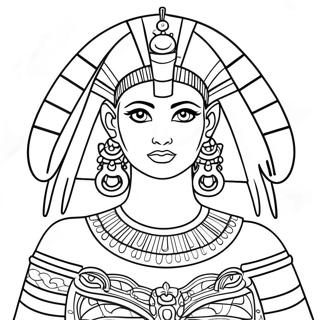 Elegant Cleopatra med Krone Farvelægningsside | Cleopatra malebog