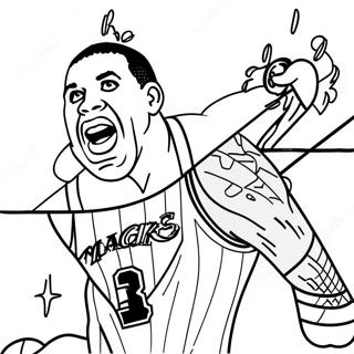Magic Johnson i aktion farvelægningsside | Magic Johnson malebog
