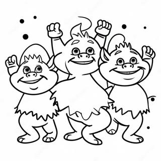 Farverige Trolls Danser Farvelægningsside | Trolls 3 malebog
