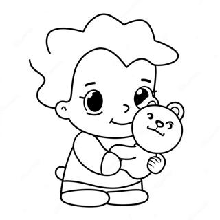 Sød Maggie Simpson med en Teddybjørn Malebog | Maggie Simpson malebog
