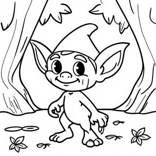 Uhyggelig Goblin i Skoven Farvelægningsside | Goblin malebog