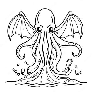 Cthulhu stiger op fra havet farvelægningsside | Cthulhu malebog