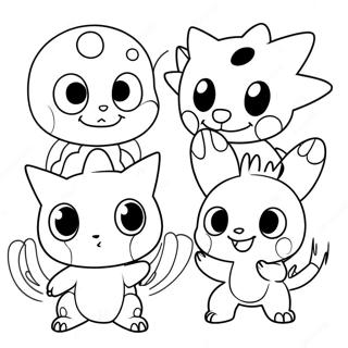 Søde Digimon karakterer farvelægningsside | Digimon malebog