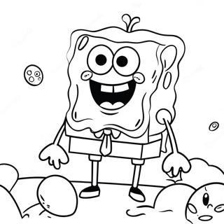 SpongeBob med farverige æg farvelægningsside | SpongeBob Påske malebog