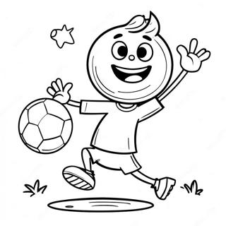 Glad stickman spiller fodbold farvelægningsside | Stregmand malebog
