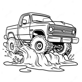 Muddersprøjtende offroad lastbil farvelægningsside | Off Road malebog
