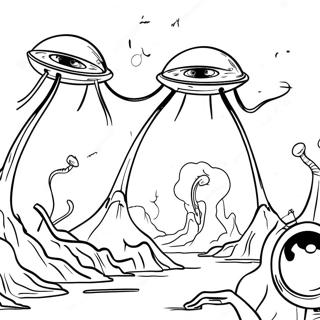 Krigen om verdensrum alien invasion farvelægningsside | Verdenskrigene malebog
