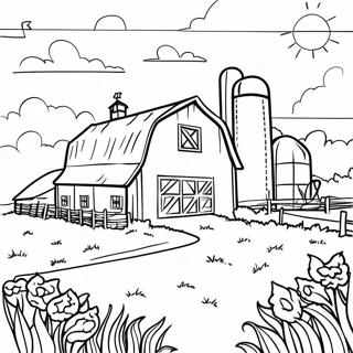 Farverig Indiana Landbrugsscene Farvelægningsside | Indiana malebog