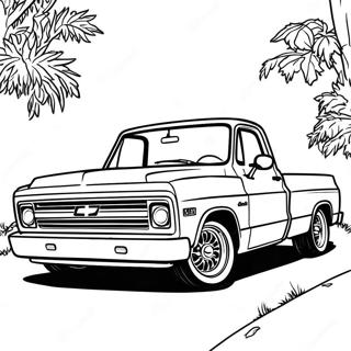 Chevy C10 vintage stil farvelægningsside | Chevy C10 malebog