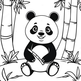 Sød panda i en bambusskov farvelægningsside | Kina malebog