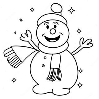 Glad Frosty med Tørklæde Farvelægningsside | Frosty malebog