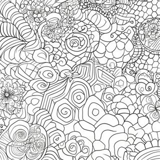 Farverige hexagon designs farvelægningsside | Hexagon malebog