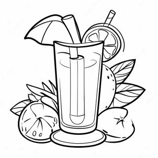 Tropisk Cocktail med Frugt Garnish Malebog | Cocktail malebog